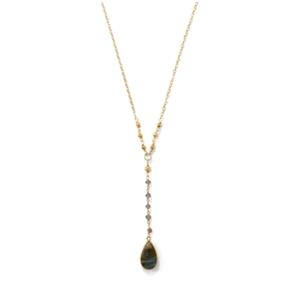 14K Yellow Gold Plated Labradorite Stunning Drop Necklace